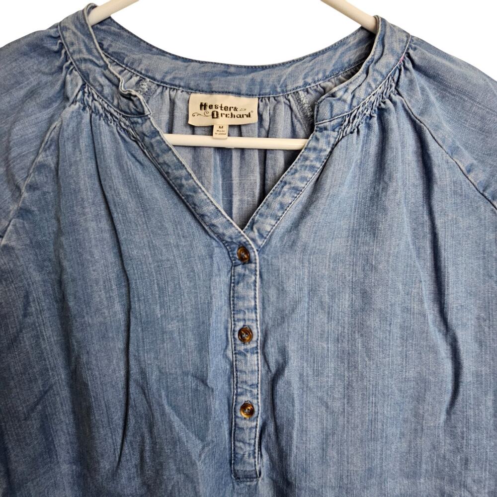Anthropologie Hester & Orchard Womens Chambray Tunic Top Size M Lagenlook Boho - Picture 2 of 8